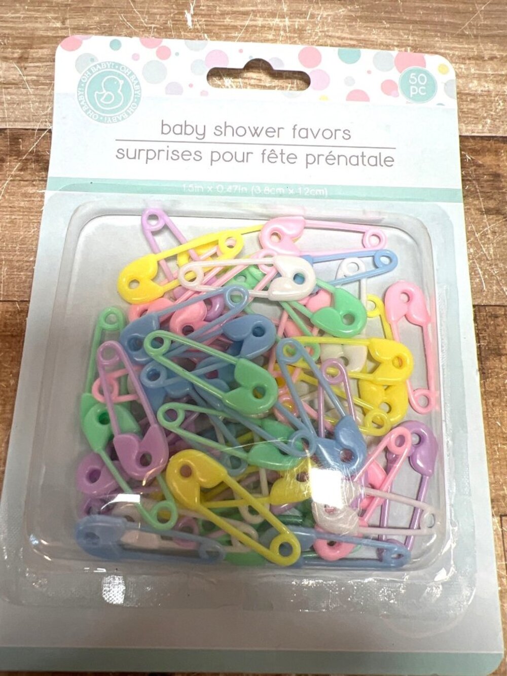 Baby Shower Favors Safety Pins 50-Piece Pack - Multicolor Plastic Pins
